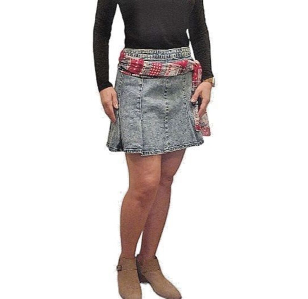 Women 19 Stretch Soft Denim Mini Skirt Cotton Pleated High Rise Summer Beach Y2K
